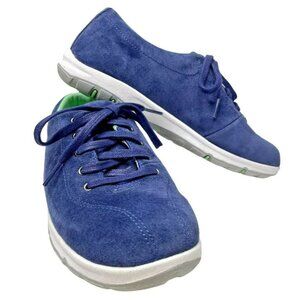 Duluth Trading Womens Sz 8.5 Blue Suede Leather Comfort Shoes Sneakers 63202